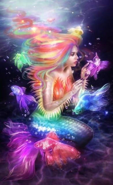 Mermaid Black Colors Diamond Painting Kit - DIY