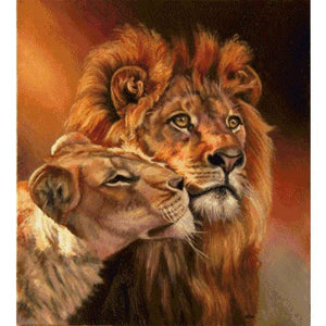 Lion And Tiger Colors Different  Diamond Painting Kit - DIY