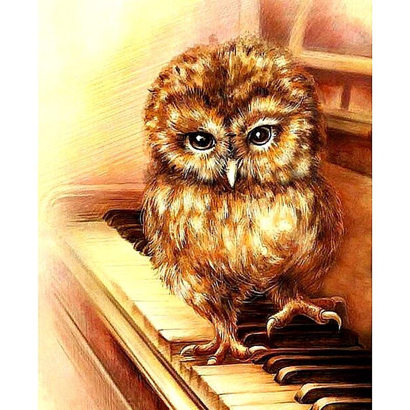 Owl Playing Piano Diamond Painting Kit - DIY