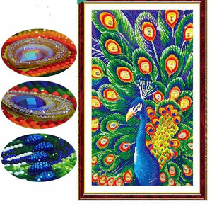Special Shaped Animal Peacock Blue Diamond Painting Kit - DIY