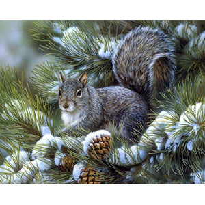 Squirrels Eat Fruit Diamond Painting Kit - DIY