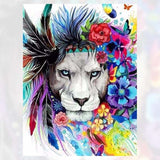 Lion Flowers Diamond Painting Kit - DIY