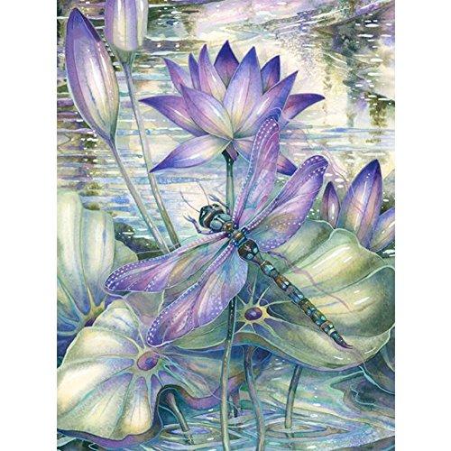 Flowers Lotus Dragonfly Diamond Painting Kit - DIY