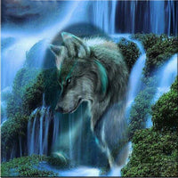 Waterfall Wolf Diamond Painting Kit - DIY