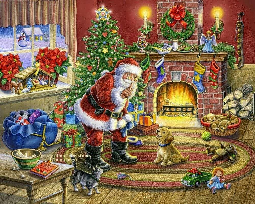 Christmas Santa Claus And Dog Diamond Painting Kit - DIY