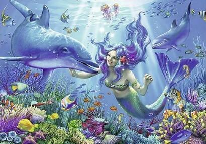 Mermaid And Dolphin Diamond Painting Kit - DIY