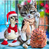 Thumbnail for Christmas Cat And Duck Diamond Painting Kit - DIY