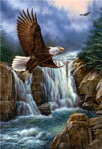Thumbnail for Landscape Eagle Fly Waterfall Diamond Painting Kit - DIY